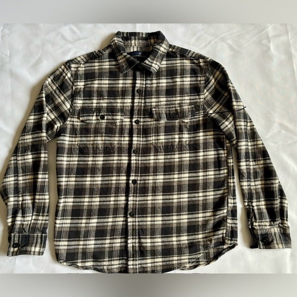 Rainforest Men’s Flannel Shirt Large Charcoal Plaid Cotton 2 Pocket Long Sleeve - Picture 1 of 6